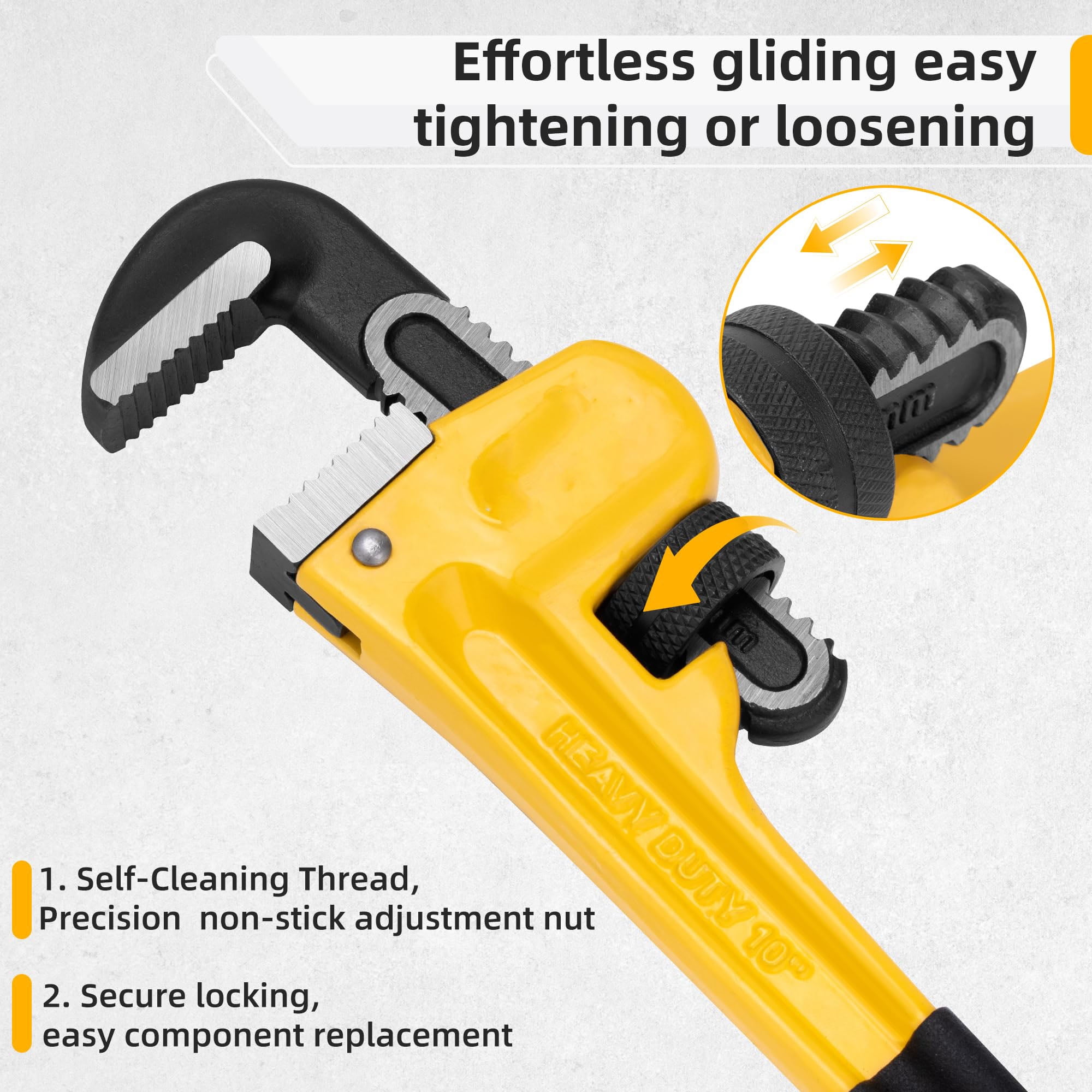 Pipe Wrench 18 Inch, Heavy Duty Straight Adjustable Wrench, Professional Plumbing Wrench Tools, for Pipe, Home, Vehicle repair