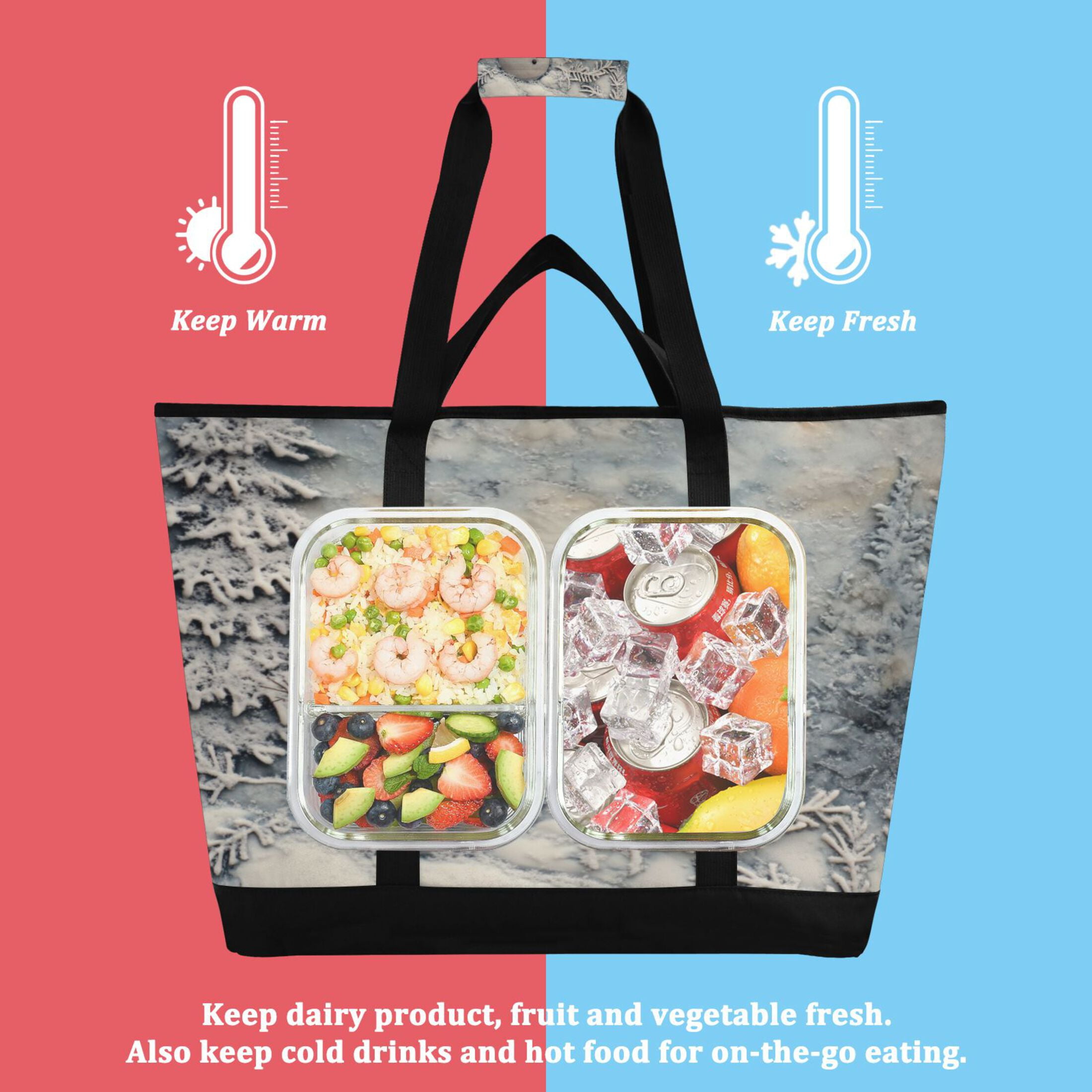 Large Hand-held Ice Pack Picnic Bag Insulation and Refrigeration Suitable for Shopping Picnics and Camping Christmas Tree and Snowman
