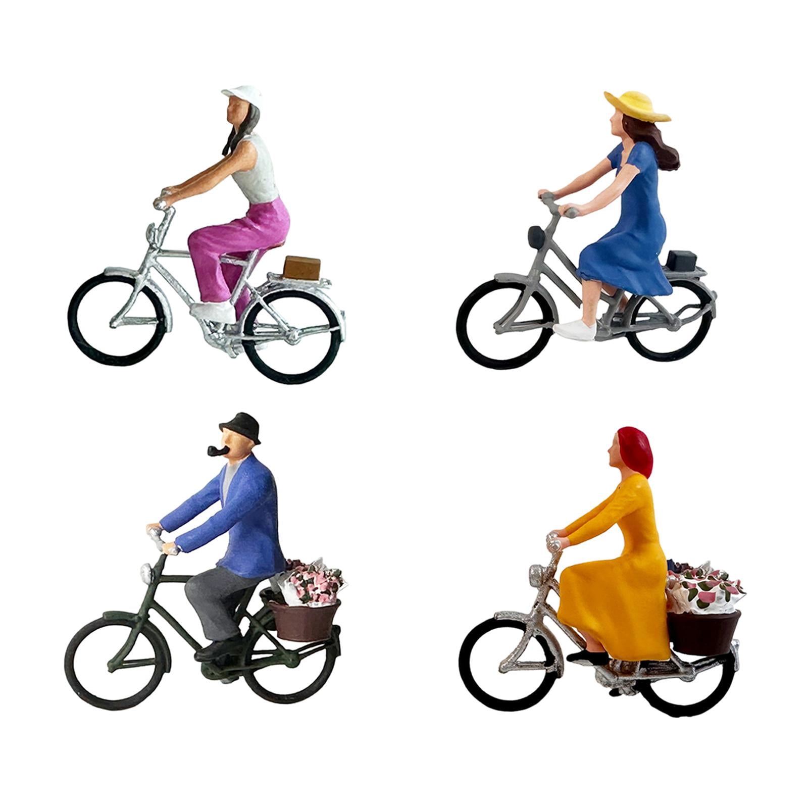 LeeQinersw 4 Pieces 1/64 Cyclist Figure Set Desktop Decoration Detailed Cycler Figurine