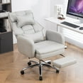 thumbnail image 3 of HomePerch Ergonomic High Back Office Chair with Lumbar Support, Reclining Swivel Computer Desk Chair with Footrest and Headrest, Faux Leather Executive Chair for Home Office,Light Gray, 3 of 10