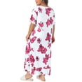 thumbnail image 3 of Agnes Orinda Women's Plus Size Nightgown Floral Crew Neck Short Sleeve Ruffled Hem Sleep Dress Sleep Lounge Nightdress Night Shirts 1X White Pink, 3 of 5