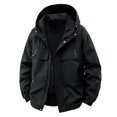thumbnail image 2 of Mrmaere Hooded Multi Pocket Cargo Jacket Men Hooded Button Zip Up Casual Workwear Jacket Black L, 2 of 8