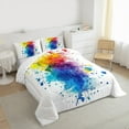 thumbnail image 3 of Manfei Art Watercolor Queen Comforter Set for Kid, Colorful Splash Splatter Bedding Comforter Set, Modern Fashion Abstract Reversible Bedding Set, Breathable Home Decor, 3pcs, 3 of 8