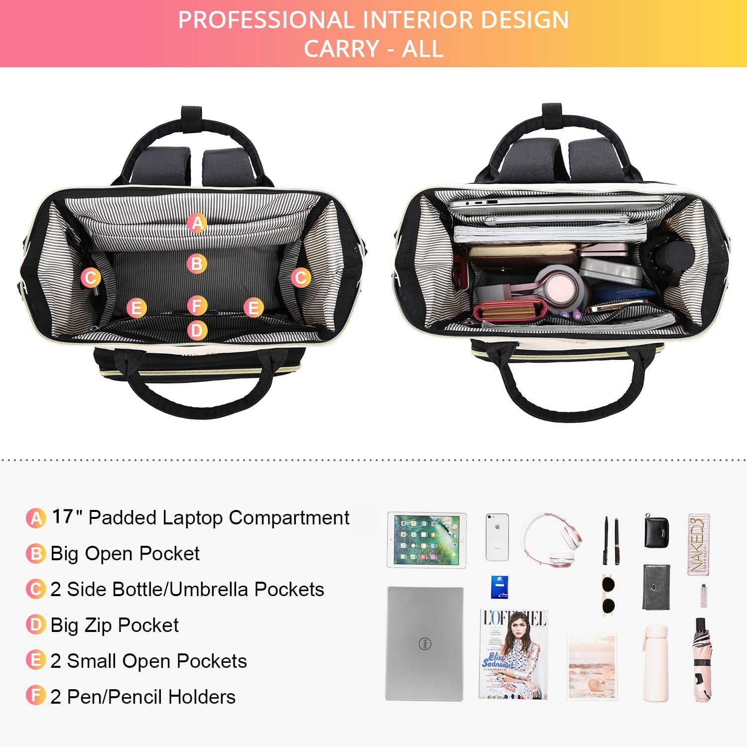 Lovevook Laptop Backpack for Women,17.3" Business Computer Bag Teacher Nurse Backpack Purse with Anti-Thief Pocket, Larger Waterproof Travel Bag College Backpack with USB Charging Port