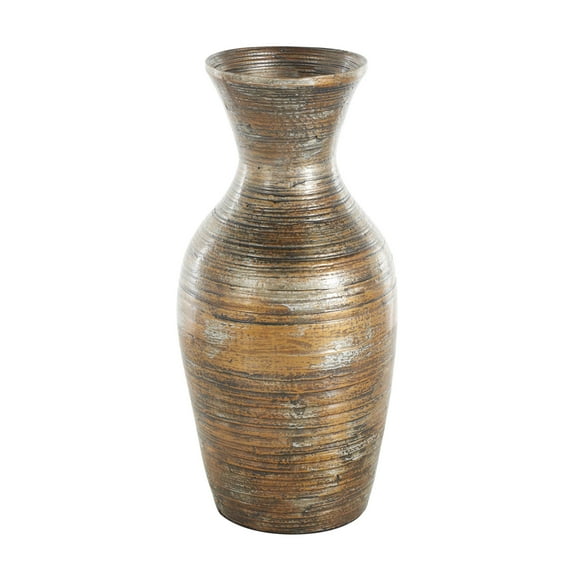 DecMode 18" Antique Inspired Pot Brown Bamboo Wood Vase