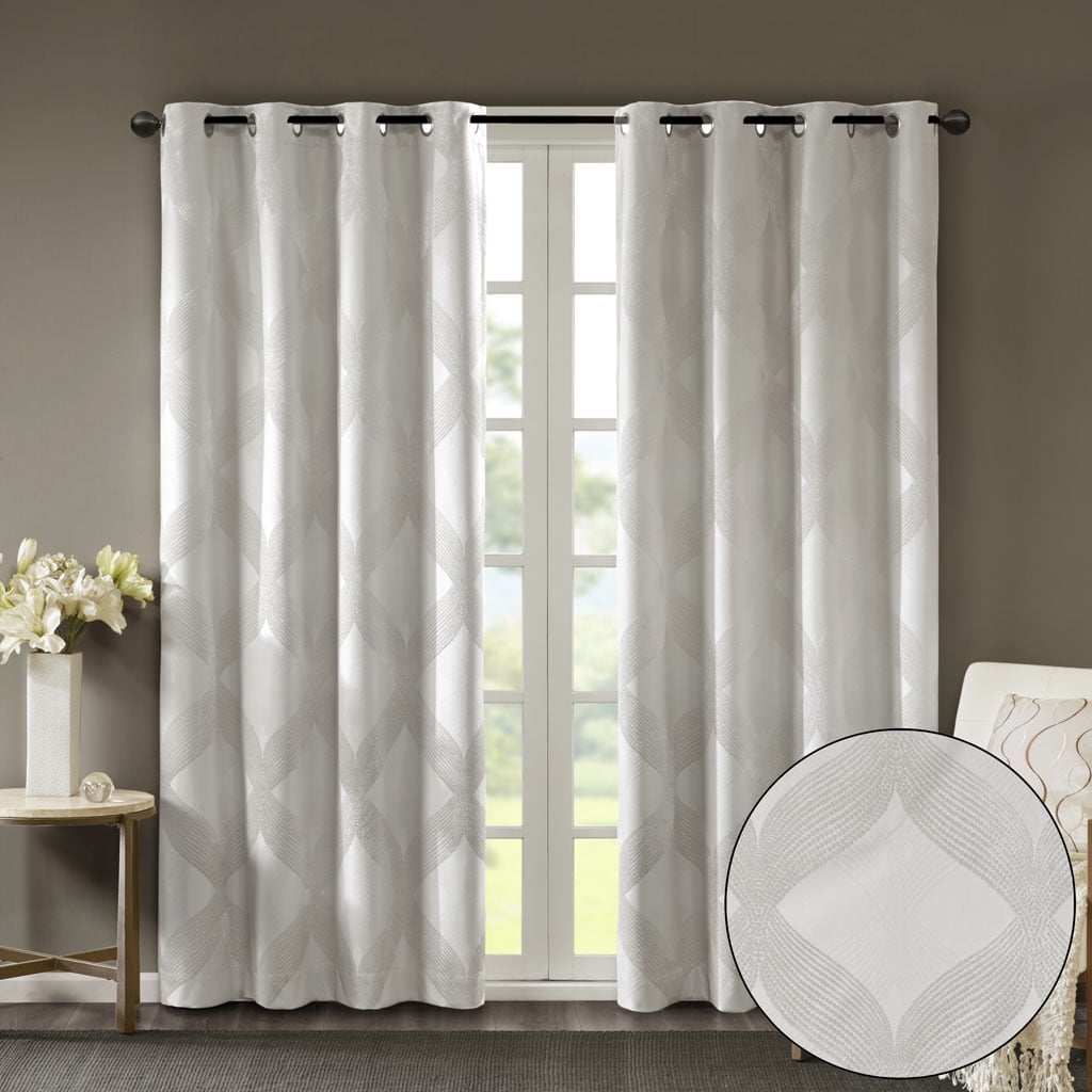 MAYEERTY Ogee Knitted Jacquard Total Blackout Curtain Panel(Only 1 Pc Panel)