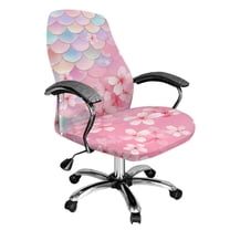 FKELYI Fish Scale Cherry Blossoms Print Office Chair Cover Anti-Dust Chair Protector Cover Washable Computer Chair Slipcover for Rotating Swivel Gaming Chair Decor, Large