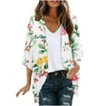 thumbnail image 2 of Sokhug Kimonos for Women Print Short Sleeve Cardigan Casual Loose Open Front Beach Cover Up Chiffon Resort Wear, 2 of 5