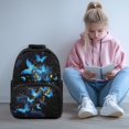 thumbnail image 2 of KUIFORTI Blue Butterfly Print Girls Kids Backpack 17 Inch Durable Polyester School Bag with Side Pockets for Elementary Primary Middle Back to School Gifts for Students, 2 of 7