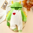 thumbnail image 2 of Tisuna Boys Girls Romper Newborn Cartoon Dinosaur Print Long Sleeve Hooded Jumpsuit Casual Soft Autumn Winter Kids Outdoor Wear White Size 0-3 Months, 2 of 8