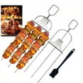 thumbnail image 1 of RXIRUCGD Outdoor Stainless Steel Barbecue Fork Border Three Pronged Barbecue Fork Barbecue Meat Chicken Wing Fork Thickened Barbecue Needle Semi-automatic Barbecue, 1 of 9