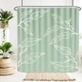 thumbnail image 2 of Sage Green Waterproof Shower Curtains for Bathroom White Leaf Bath Curtains Decor with Hooks Minimalist Botanical Leaves Decorative Plant Fabric Shower Curtains Hotel,72x72 Inches, 2 of 6