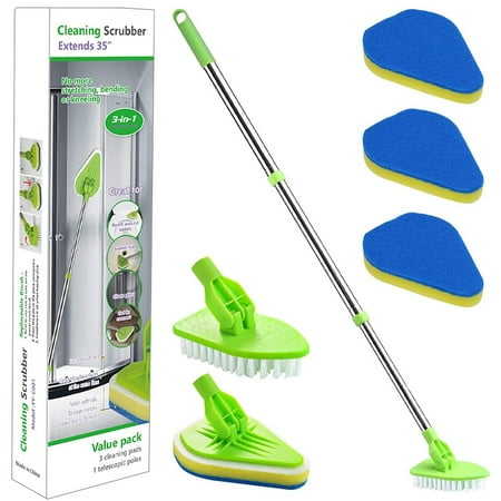 

Sufanic 3 in 1 Scrub Cleaning Brush with Long Handle 37 Floor Scrubber Brush Set