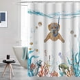 thumbnail image 4 of Sonernt Funny Shower Curtain Set Teal Blue Sea Ocean Waterproof Fabric Shower Curtains with Animal Bathroom Curtain Decor 72" x 72", 4 of 7