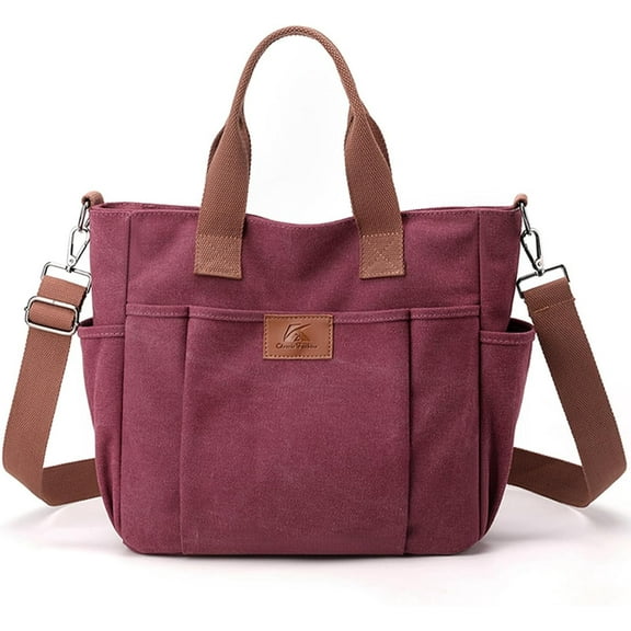 Women's Canvas Tote Purses Shoulder Travel Crossbody Bag Everyday Handbags with Zipper