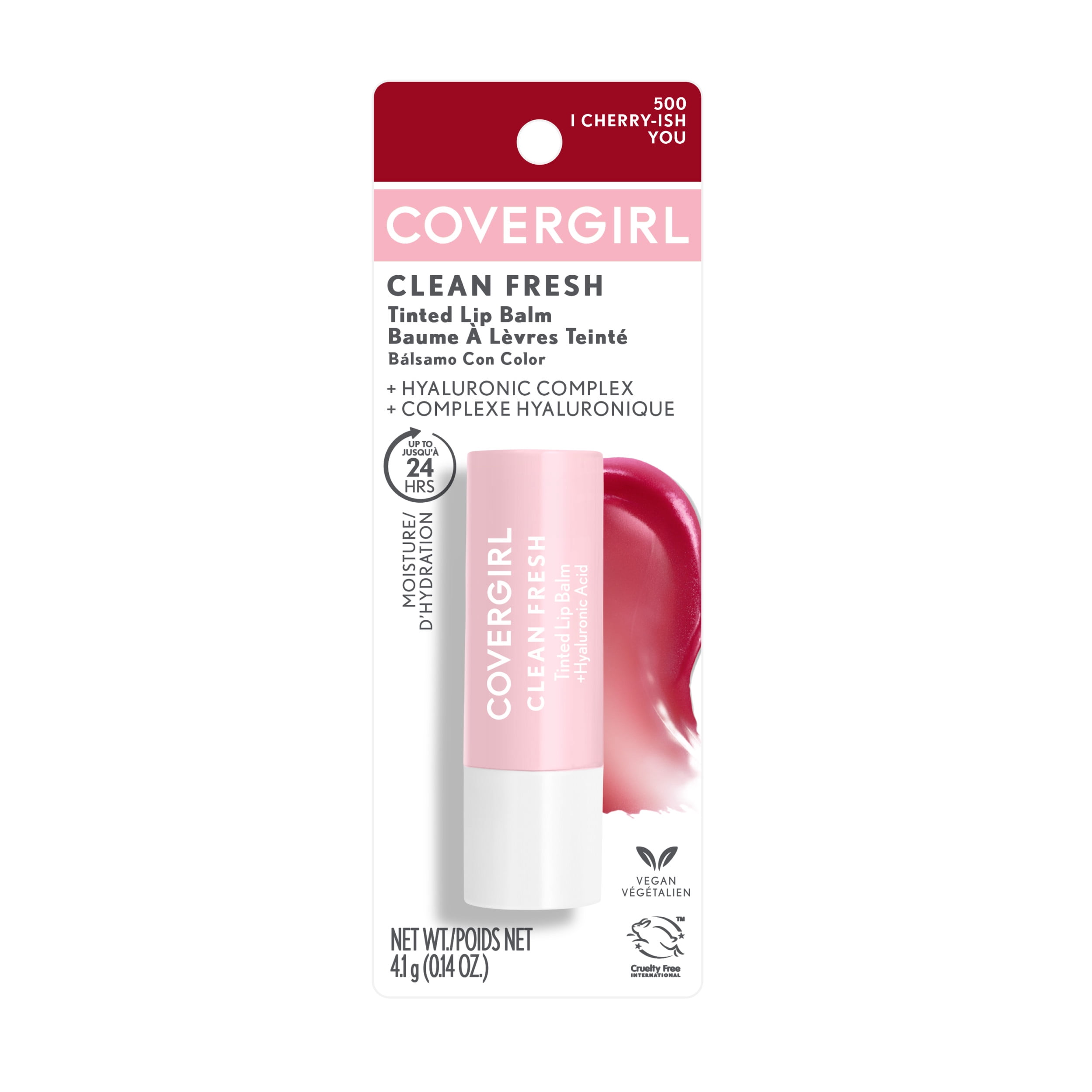 COVERGIRL Clean Fresh Tinted Lip Balm, 500 I Cherry-ish You, 0.14 oz, Clean  Vegan Formula, Cruelty Free Lip Balm