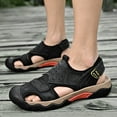 thumbnail image 5 of Mens Summer Casual Closed Toe Leather Sandals Outdoor Fisherman Adjustable Beach Shoes, 5 of 5