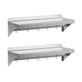 thumbnail image 2 of Faitaliicy 2 Pack Stainless Steel Wall Mount Shelf With Hooks Metal Multifunctional Storage Rack With Backplash NSF Kitchen Commercial Floating Shelving For Hanging Pots Pans Cookware Garage Laundry, 2 of 6