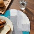 thumbnail image 3 of Blue Abstract Round 13 Inch Placemats Set of 4, Grey Geometric Oil Painting Vintage Gradient HeatResistant Non Slip Place Mats for Dining Table, Wipeable Braided Kitchen Table Mats for Housewarming, 3 of 9