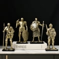 thumbnail image 4 of Knight Sculpture Tabletop Ornament Vintage Art Crafts Knight Figure Creative Statue for Shelf Fireplace Office Desk Bookshelf, Gold-Style 2, 4 of 6