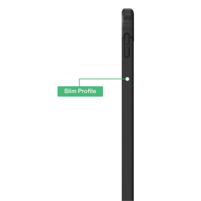 Onn+ Slim Rugged Case for iPad 10th Generation, Black/Clear, Drop