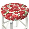 thumbnail image 3 of Fotbe Rose Flowers Stool Covers Round,Waterproof Round Bar Stool Covers Bar Chair Covers Washable Stool Cushion Slipcover for 12-14 Inch Chair-13 inch, 3 of 7