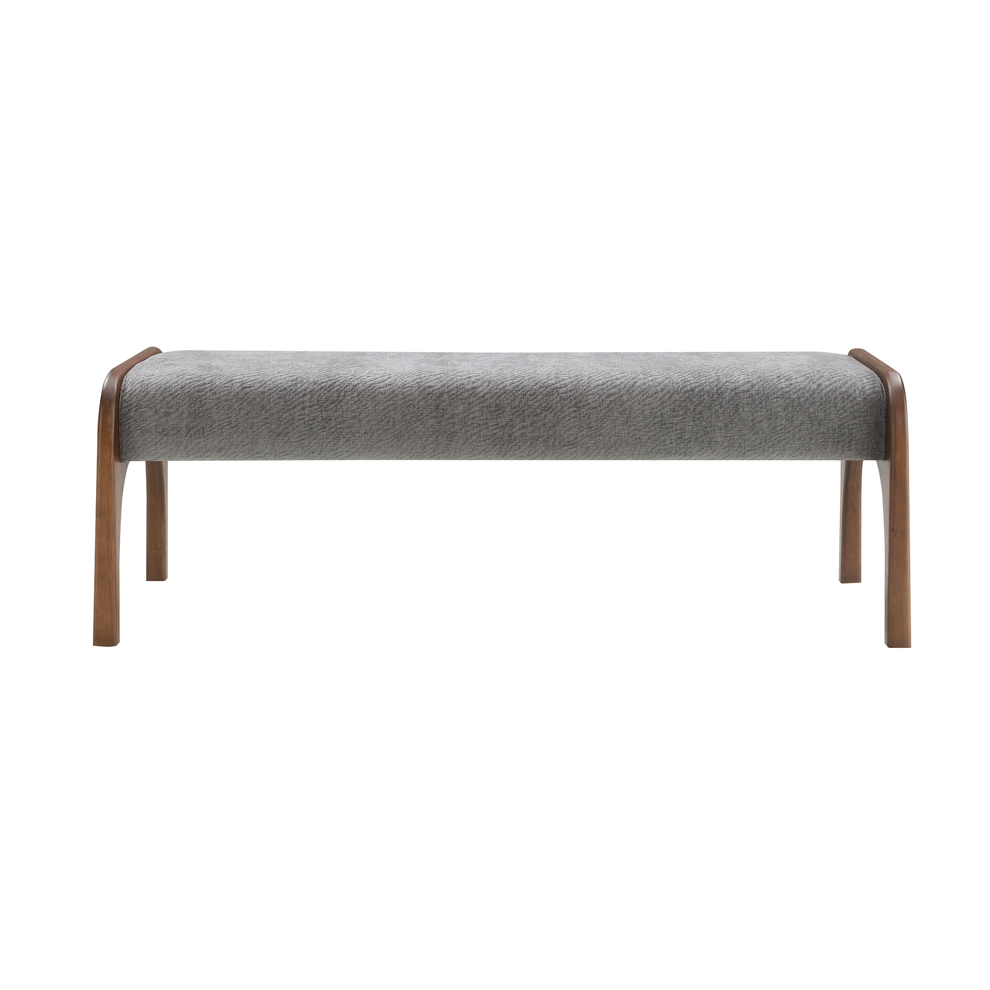 HOQBN Upholstered Long Bench, Modern Dining Bench with Soft Chenille Fabric &Rubber Wood Legs for Kitchen Table, Bedroom, Entryway Grey