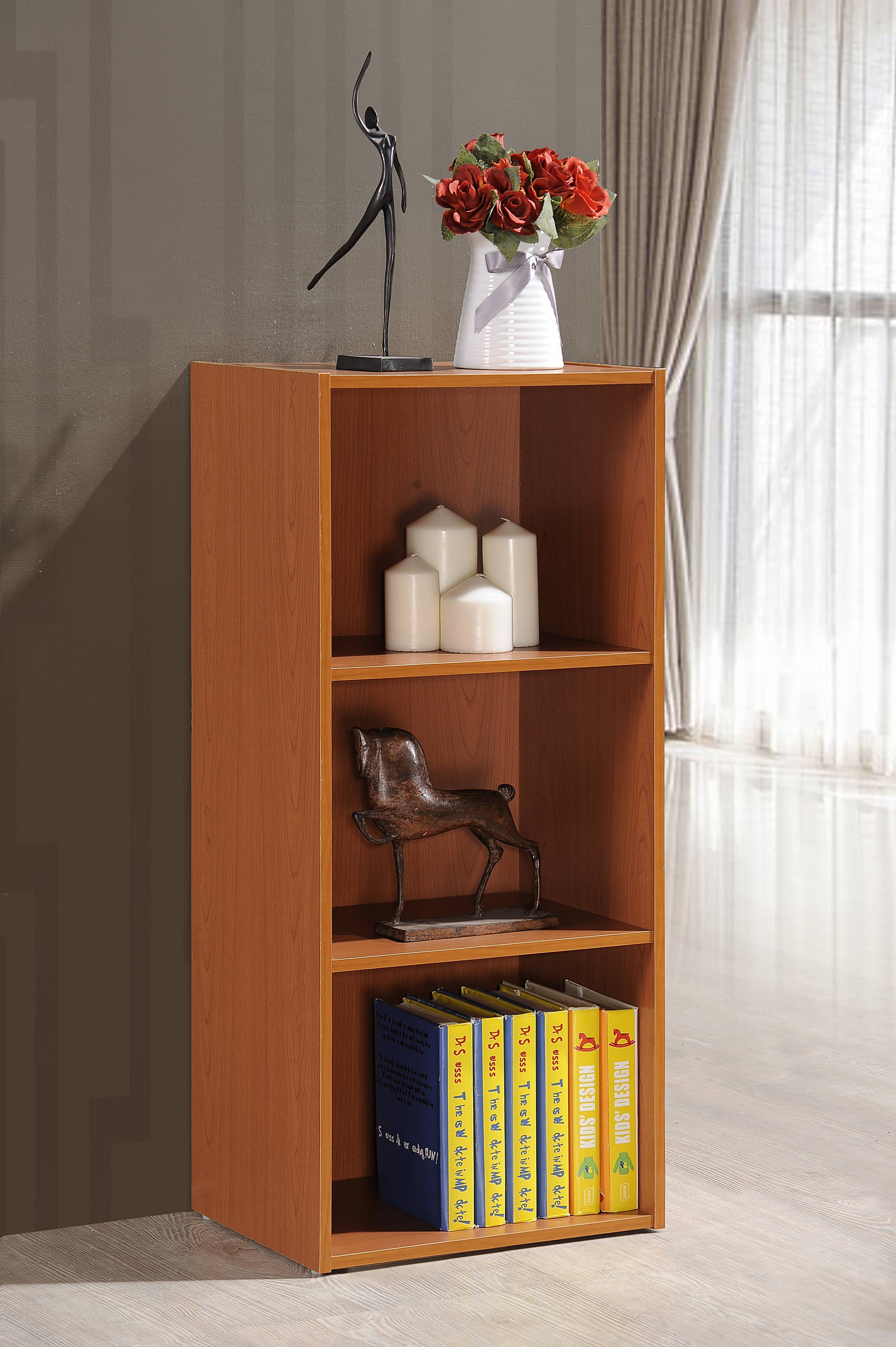 Hodedah 3-Shelf Bookcase in Cherry