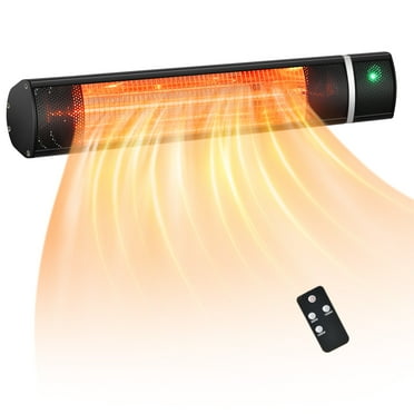 Costway Wall-Mounted Patio Heater 750W/1500W Infrared Heater with 9-Level Adjustable 24H Timer & Remote Control Black