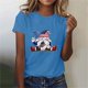 thumbnail image 4 of Blusas para las Mujeres Casual, Estampado Manga Corta Cuello Redondo Camiseta Top Hecho de Cómodo Estante de Imitación para Toda la Temporada de Uso Diario, Tops Cortos para las Mujeres, 4 of 6
