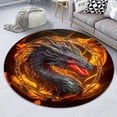 thumbnail image 6 of Abstract Swirl Round Area Rug, colorful painterly circle carpet for living room, media room or office, soft washable non-slip floor mat, bold artistic décor statement, 6 of 6