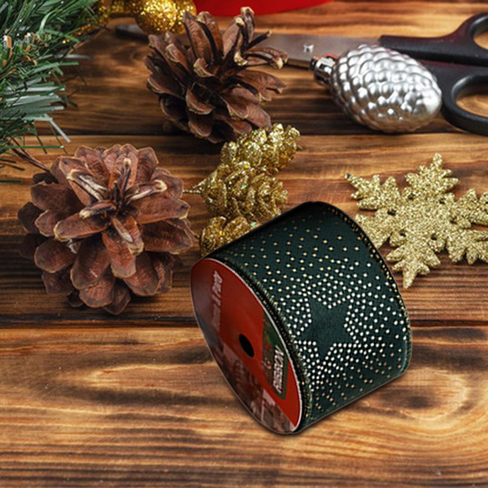 Sharprepublic Christmas Ribbon Decorative Ribbon for Handmade Crafts Gift Wrapping Bouquet Green A