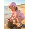 thumbnail image 5 of BemeyourBBs Toddler Baby Girl Swimsuit Infant Bathing Suit 3 Pieces Heart Dot Plaid Cow Skin Swimsuits Bow Tank Top with Ruffle Shorts Set Sun Hat Swimwear Summer Beach Wear, 5 of 9
