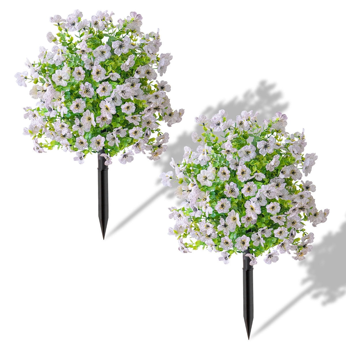 Roiihwy Artificial Flowers with Spikes for Outdoor, Faux Greenery Shrubs, Realistic Fake Bushes Plants for Garden, Yard, Front Porch, Patio Decor