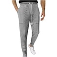 thumbnail image 3 of Styesk Men's Pants Men Solid Color Pocket Zipper Elastic Waist Draw Rope Sweatpants Trousers, 3 of 7