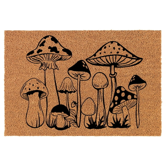 Welcome Doormat Coco Coir Door Mat Mushrooms (30" x 18")