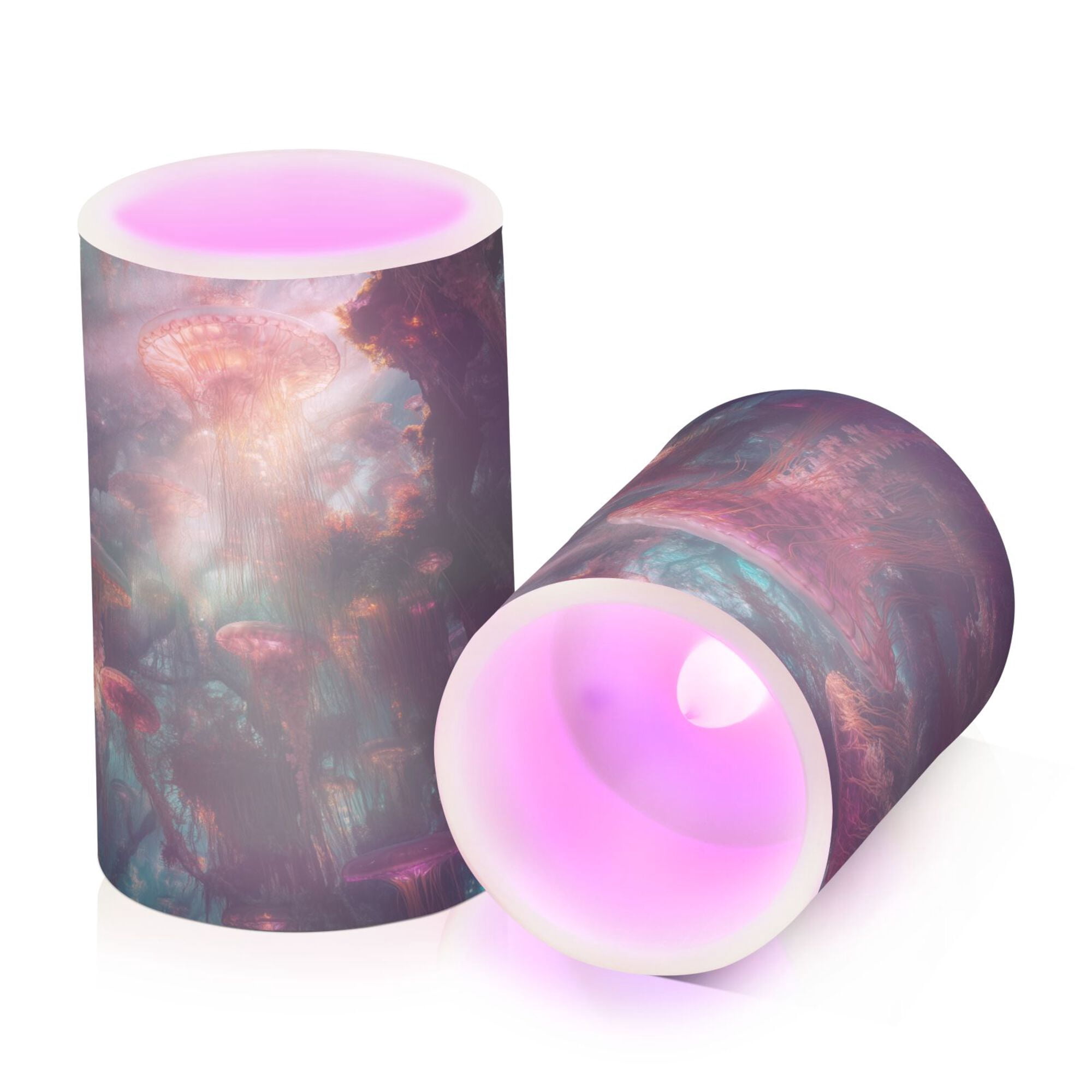 Yayeee Flameless Candles with Remote Flickering Battery Operated Multi Color Changing, Psychedelic Forest