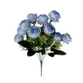 thumbnail image 2 of Artificial 10-Head Pearl Rose Flowers, Small Bunches of Silk Roses for Home Floor Standing Ornaments, Indoor Hotel Soft Decoration, Blue, 2 of 6