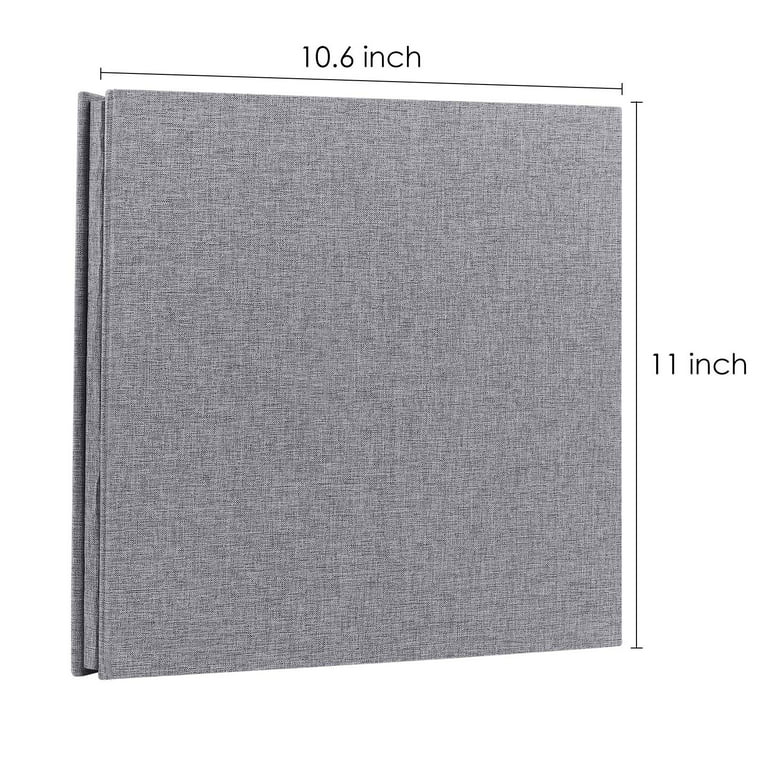 Self Adhesive Photo Albums 60 Sticky Pages (11x10.6inch) Magnetic Scrapbook  Grey Linen Hardcover for 2x3 3x5 4x6 5x7 6x8 8x10 Pictures with 10