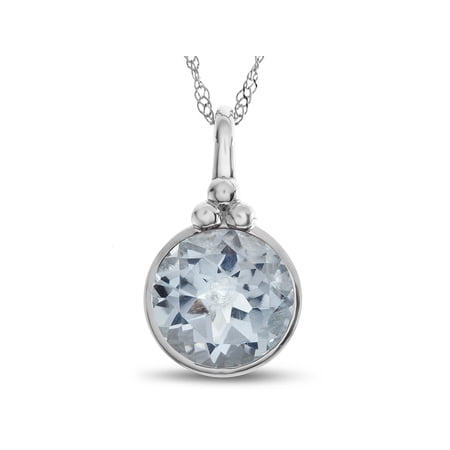 FJC Finejewelers 8mm Round Bezel Set White Topaz Pendant Necklace - Chain Included