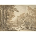thumbnail image 2 of Johann Elias Ridinger 24x19 Gold Ornate Framed and Double Matted Museum Art Print Titled - Stags in a Landscape (Early to Mid-18th Century), 2 of 4