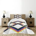 thumbnail image 4 of Ambesonne Psychedelic Quilted Bedspread Set 2 Pcs, Zigzag Colorful, Twin Size, Multicolor, 4 of 5