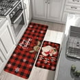 thumbnail image 3 of Buffalo Plaid Santa Moose Merry Christmas Kitchen Rugs and Mats Set 2 Piece for Floor,Snow Xmas Winter Holiday Non Skid Low-Profile Sink Rug Mat Decorations for Home Kitchen 18"x48"+18"x30", 3 of 6