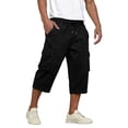 thumbnail image 2 of Dresfit Mens Capri Shorts Lightweight Solid Below Knee Cargo Shorts Sumemr 2026 Baggy Elastic Waist Long Shorts Breathable Relax Fit Sweatshorts Black XL, 2 of 7