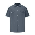 thumbnail image 4 of Dovford Men's Short Sleeve Button Shirt Casual Work Dress Shirt Lightweight Summer Cotton Shirt with 2 Pockets, 4 of 5