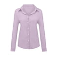 thumbnail image 6 of AKOEE Women's Linen Shirts Button Down Rolled Long Sleeve Business Casual Blouses Lightweight Spring Clothes (XL, Purple), 6 of 7
