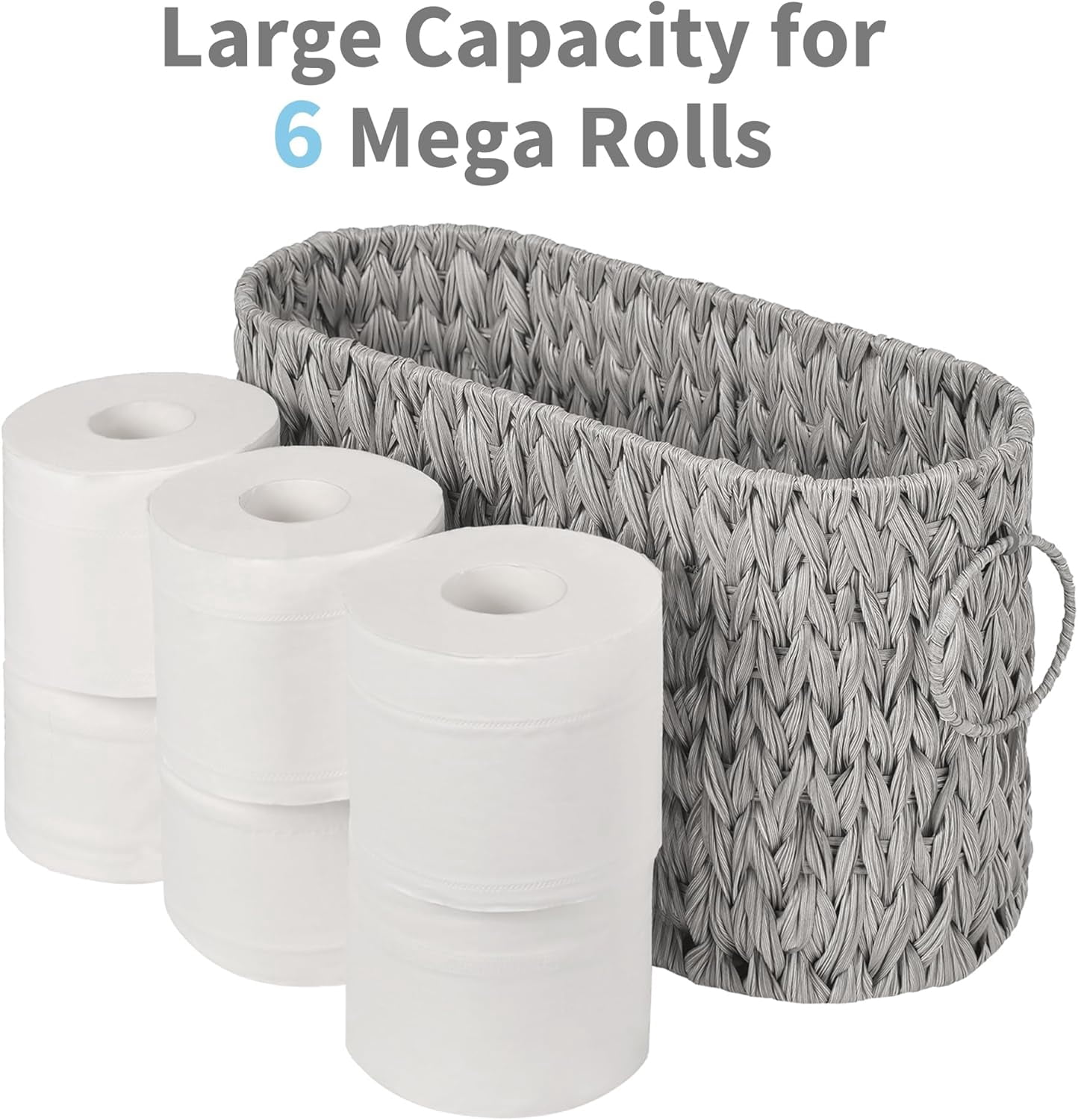 Toilet Paper Storage, Toilet Paper Basket for Bathroom, Toilet Paper Organizer for 6 Mega Rolls, Toilet Paper Holder Free Standing, Wicker Basket for Bathroom Storage