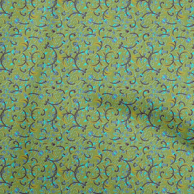 oneOone Cotton Silk Light Green Fabric Floral Sewing Craft Projects Fabric Prints By Yard 42 Inch Wide