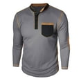 thumbnail image 4 of Afuyipoi Long Sleeve T-shirts Mens,Round Neck with Pockets Casual Pullover Shirts Gray S, 4 of 8
