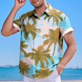 thumbnail image 2 of Mens Manga Corta Botón Abajo Camisas Casual Suelto Impreso Cardigan Girar Cuello Blusa, Transpirable para el Entrenamiento, 2 of 6